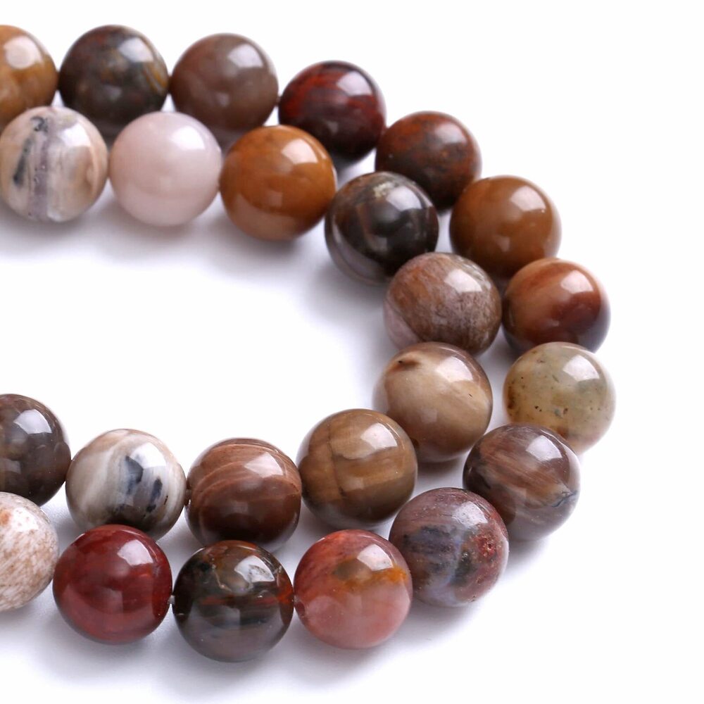 3124 12MM 32PCS Natural Stone Petrified Wood Jasper Loose Beads for Jewelry